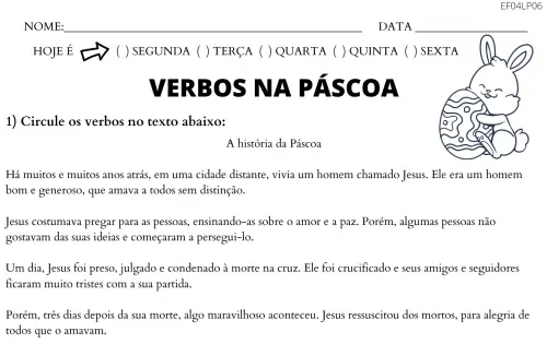 atividade páscoa verbos